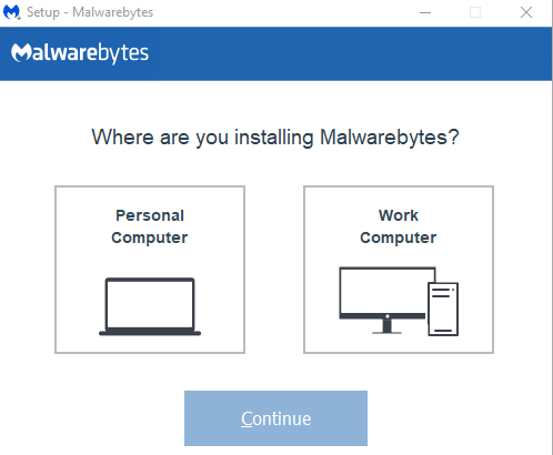 เลือกประเภทการติดตั้ง - วิธีโหลดและติดตั้ง Malwarebytes