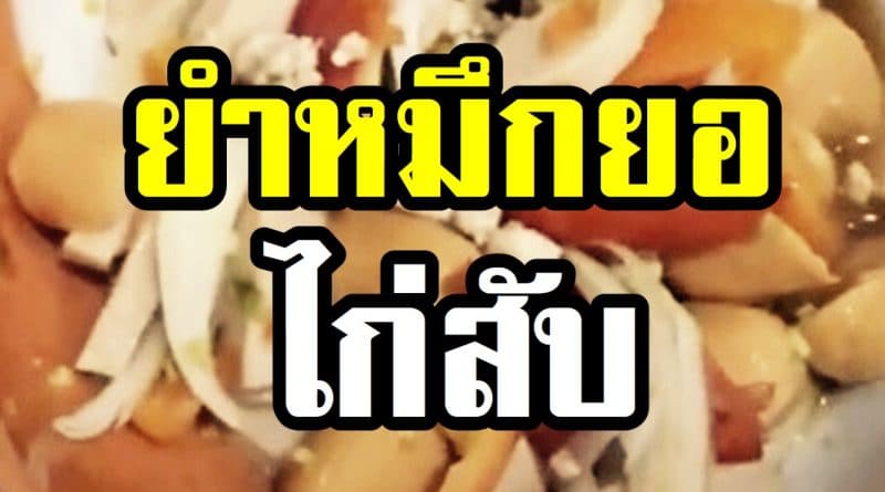 ยำหมึกยอไก่สับ