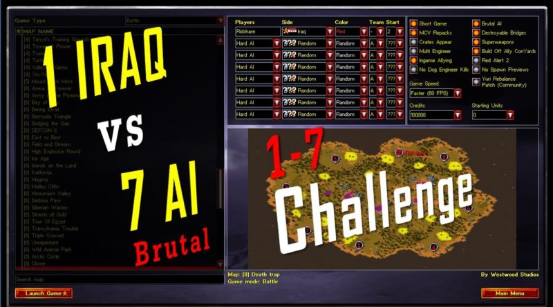 Red Alert 2 & Yuris Revenge - 1 IRAQ VS 7 Brutal AI + SW