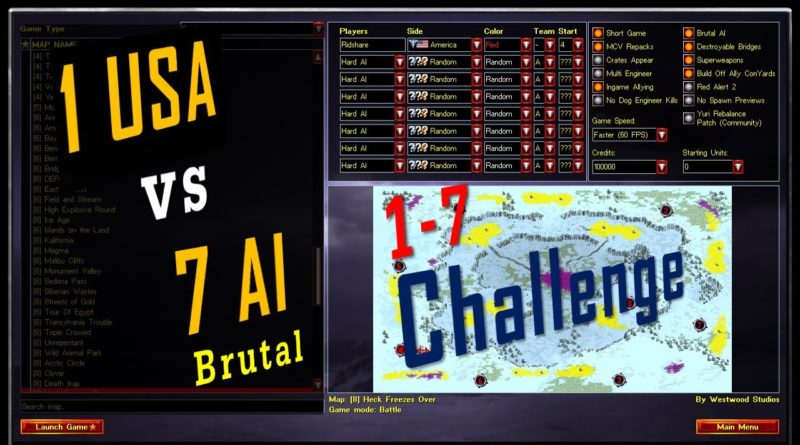 Red Alert 2 & Yuris Revenge - 1 USA VS 7 Brutal AI + SW