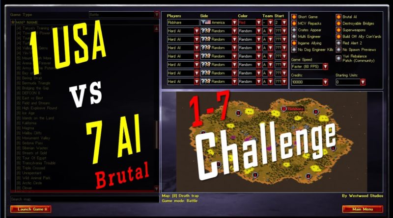 Red Alert 2 & Yuris Revenge - 1 USA VS 7 Brutal AI + SW